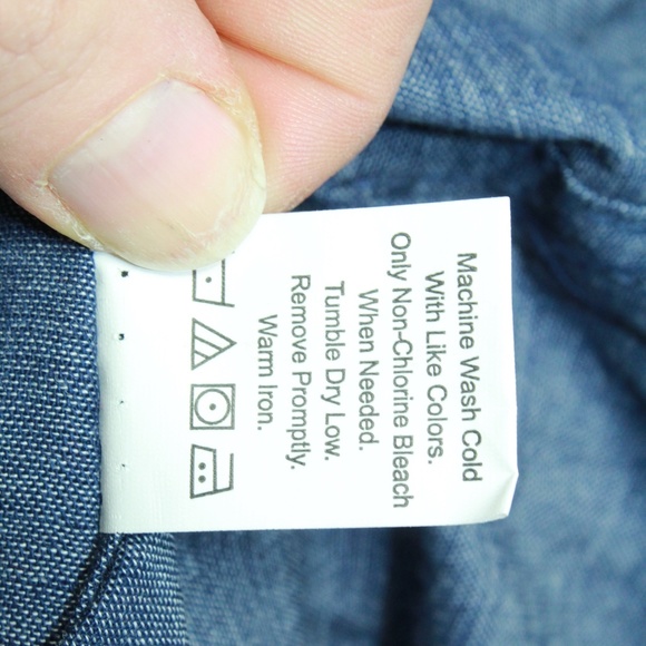 NEW Burnside Long Sleeve Button Down Shirt Denim L - Picture 6 of 8